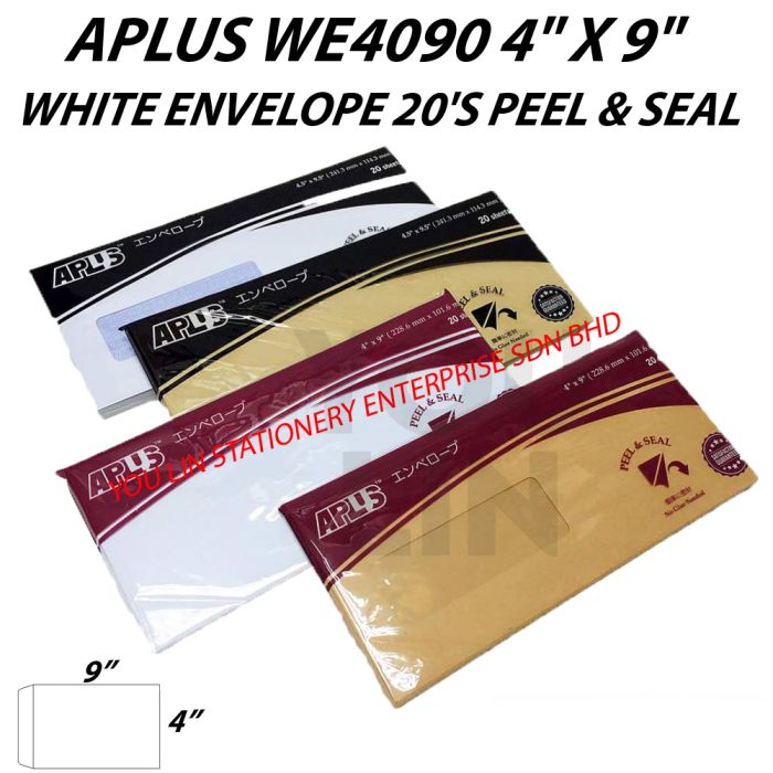 APLUS WE4090 4" X 9" White Envelope 20'S (P&S)