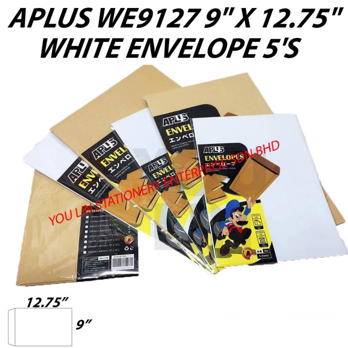 APLUS WE9127 9" X 12.75" White Envelope 5'S
