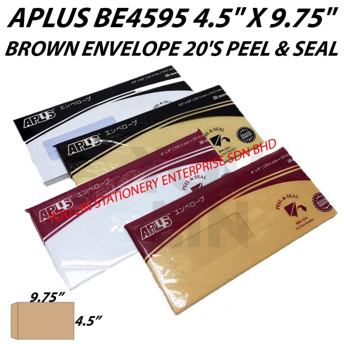 APLUS BE4595 4.5" X 9.75" Brown Envelope 20'S (P&S)