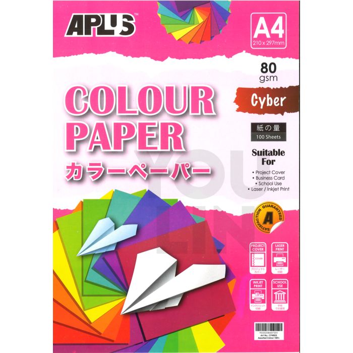 APLUS CP4803 A4 80gm Mix Cyber Colour Paper 100'S Ast