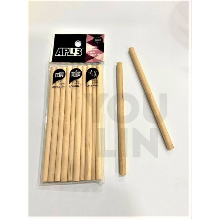 APLUS Round Wood Stick 12cm 10pcs - Plain