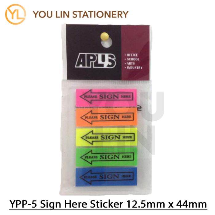 APLUS YPP-5 12.5MM X 44MM Sign Here Film Index 