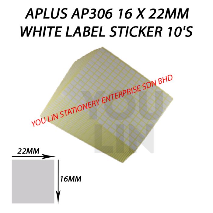 APLUS AP306 16 X 22MM White Label Sticker 10'S