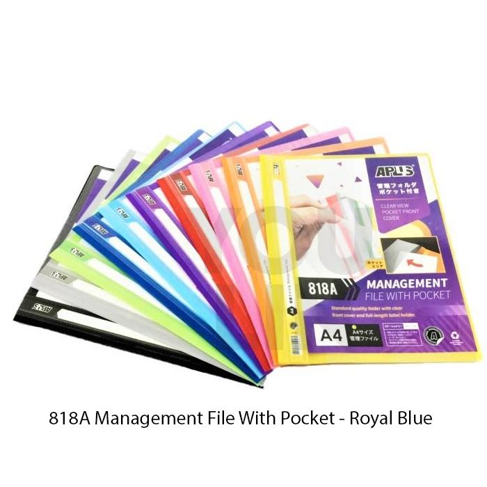 APLUS 818A A4 Management File W/Pocket - Royal Blue