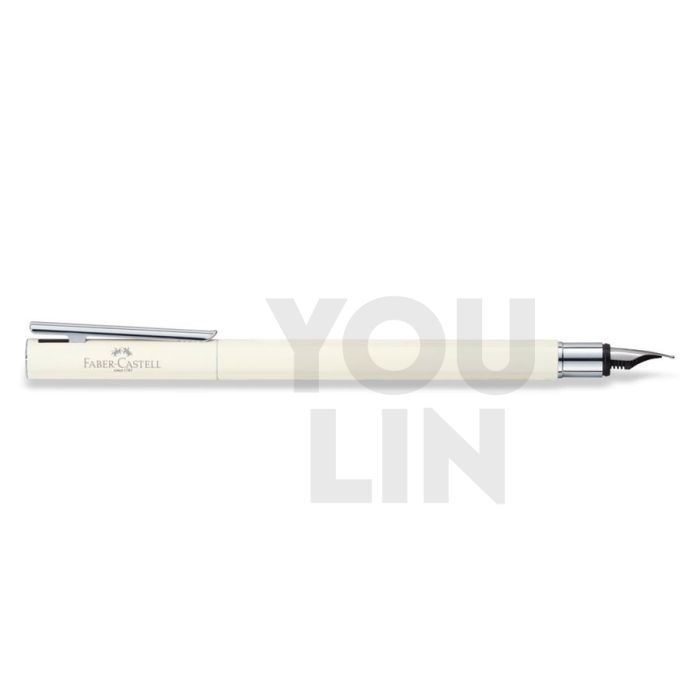 Faber Castell 342401 Neo Slim S/S Fountain Pen F - Ivory Shiny Chromed
