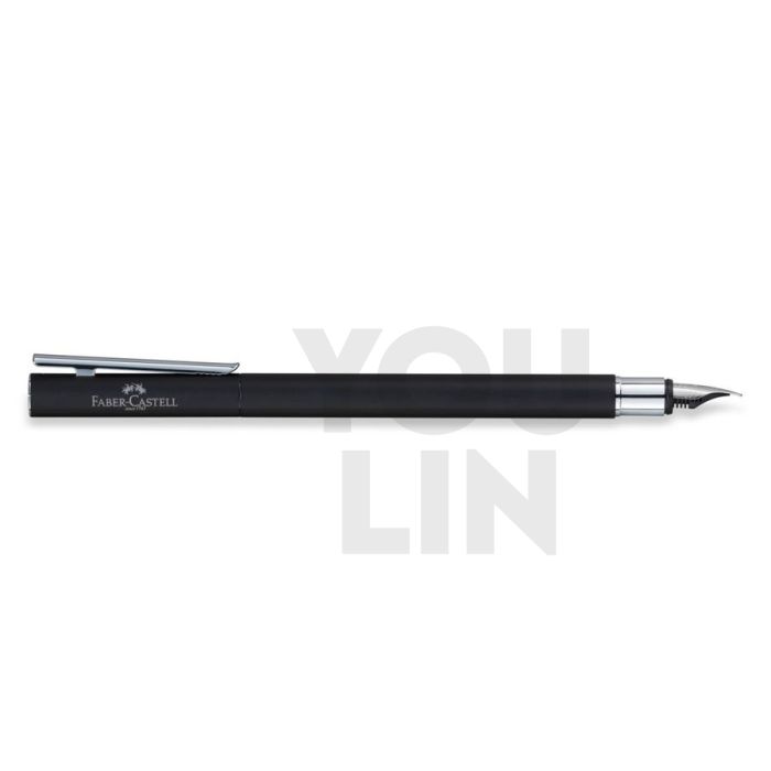 Faber Castell 342201 Neo Slim S/S Fountain Pen F - Black Matt Shiny Chromed