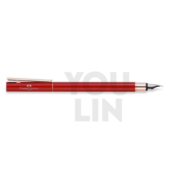 Faber Castell 342703 Neo Slim S/S Fountain Pen B -Oriental Red Rose Gold Chromed