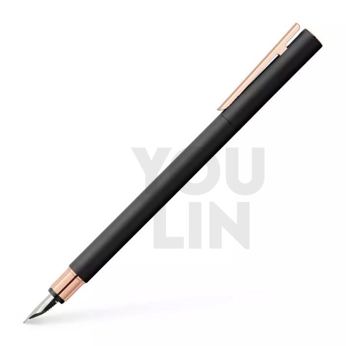 Faber Castell 343100 Neo Slim S/S Fountain Pen M - Black Matt Rose Gold Chromed