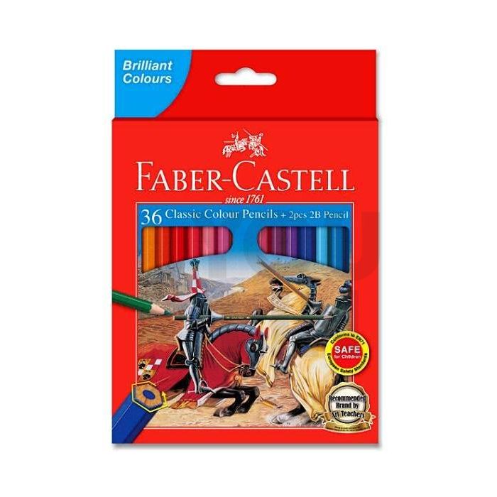 Faber Castell 115885 36L Classic Colour Pencil+2PC Tri-Grip 2B