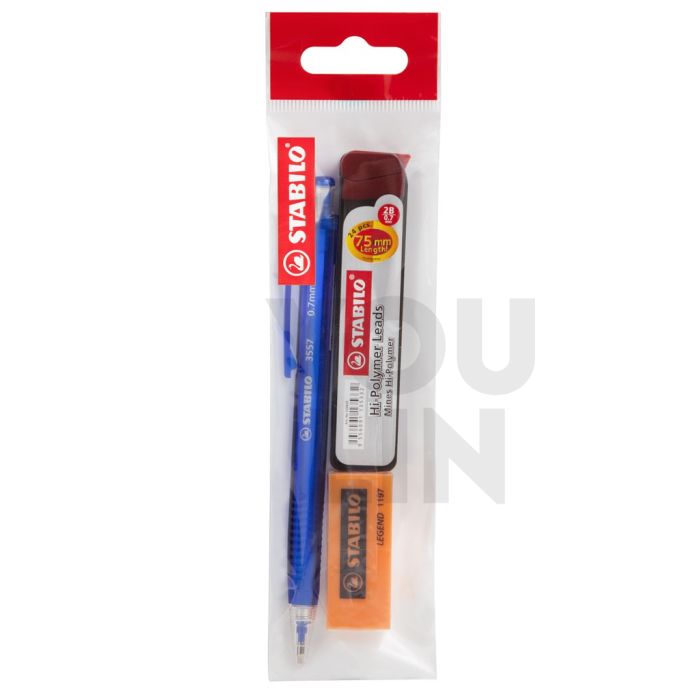 STABILO 3557 0.7mm Mechanical Pencil + 1Refill Lead + 1Eraser (Promo Pack)