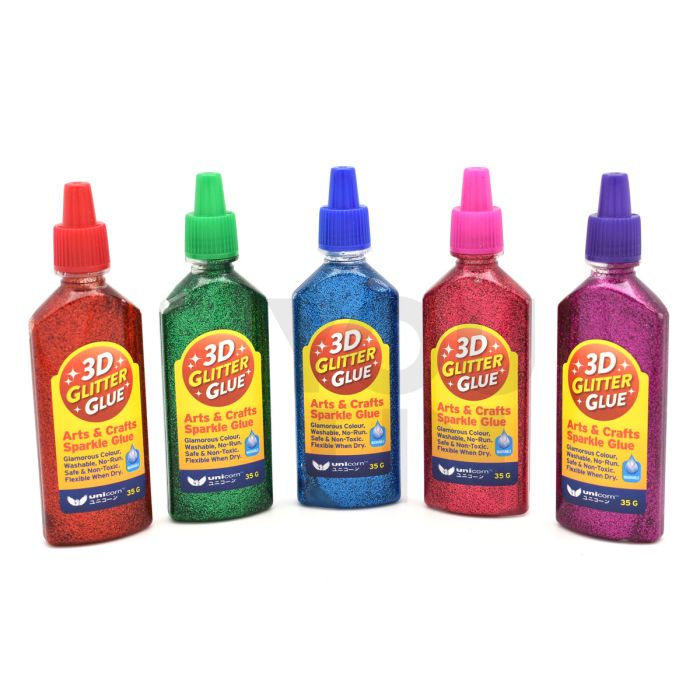 Unicorn UGG-35GM 35g 3D Glitter Glue - Assorted