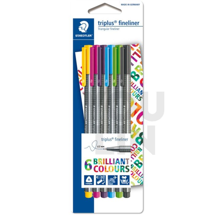 STAEDTLER 334 SBK6-3 Triplus Fineliner Set of 6 Colors (Oceana)