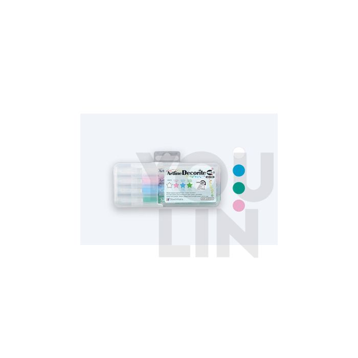 Artline EDF-3/4PSH1 Decorite Marker Flat Pen 3.0mm 4 Colour (Pastel)