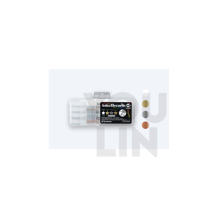 Artline EDF-3/4PSH2 Decorite Marker Flat Pen 3.0mm 4 Colour (Metallic)