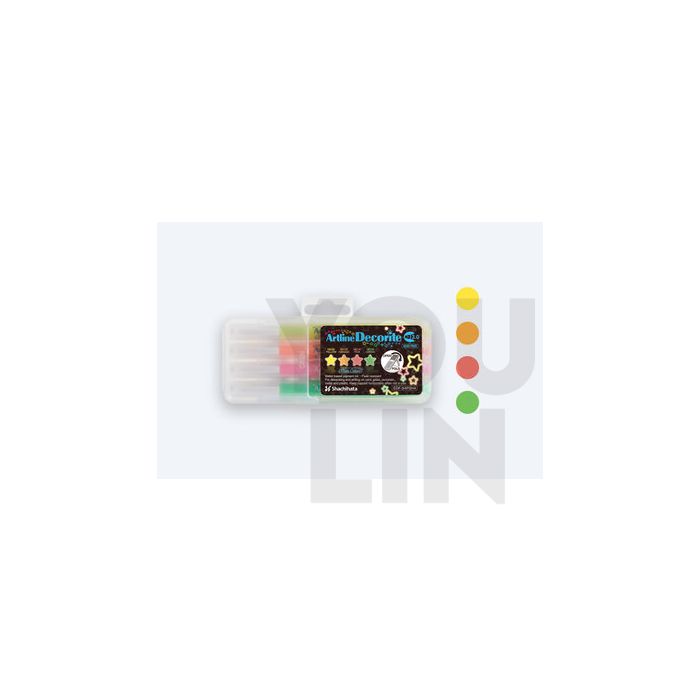Artline EDF-3/4PSH4 Decorite Marker Flat Pen 3.0mm 4 Colour (Neon)