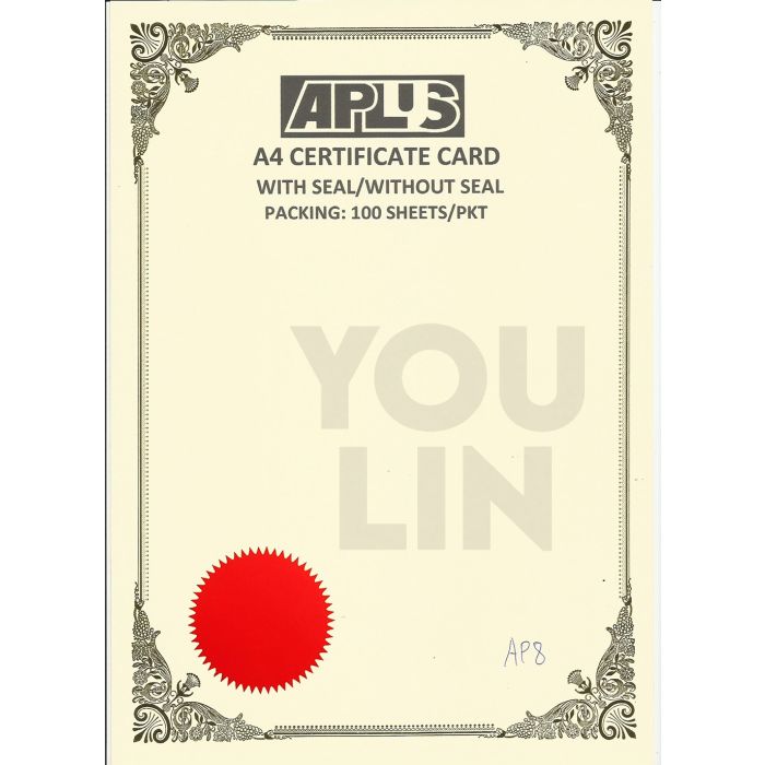 APLUS A4 160gm Certificate Card V/Seal - APS8