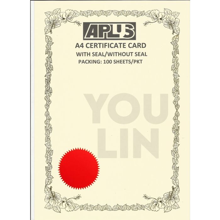 APLUS A4 160gm Certificate Card V/Seal - AS01