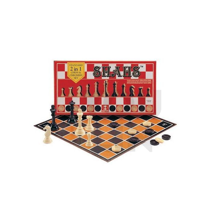 SPM Shahs Chess & Checkers Set - Standard 2 In 1 (SPM 88)