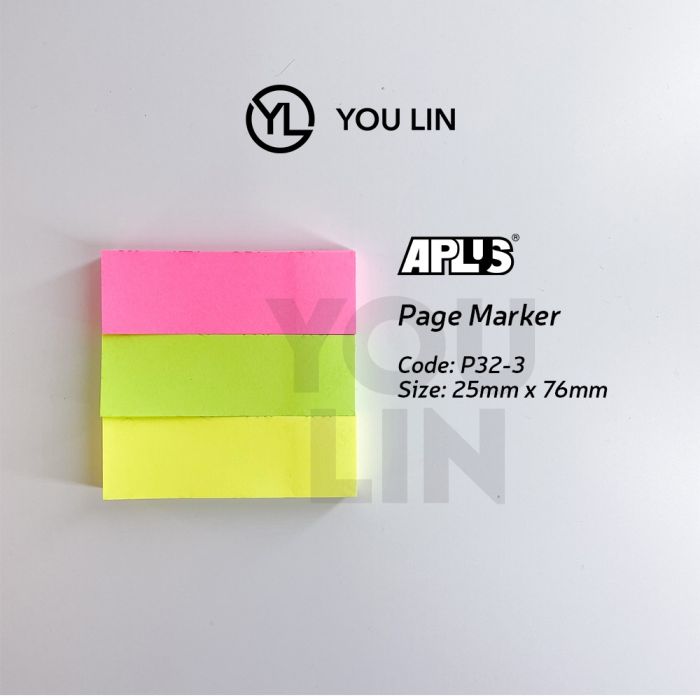 APLUS P32-3 25MM X 76MM Asst 3 Page Marker