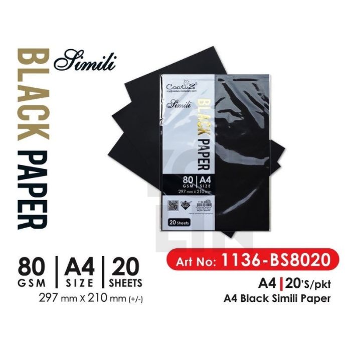 Cactus BS8020 A4 Black Simili Paper