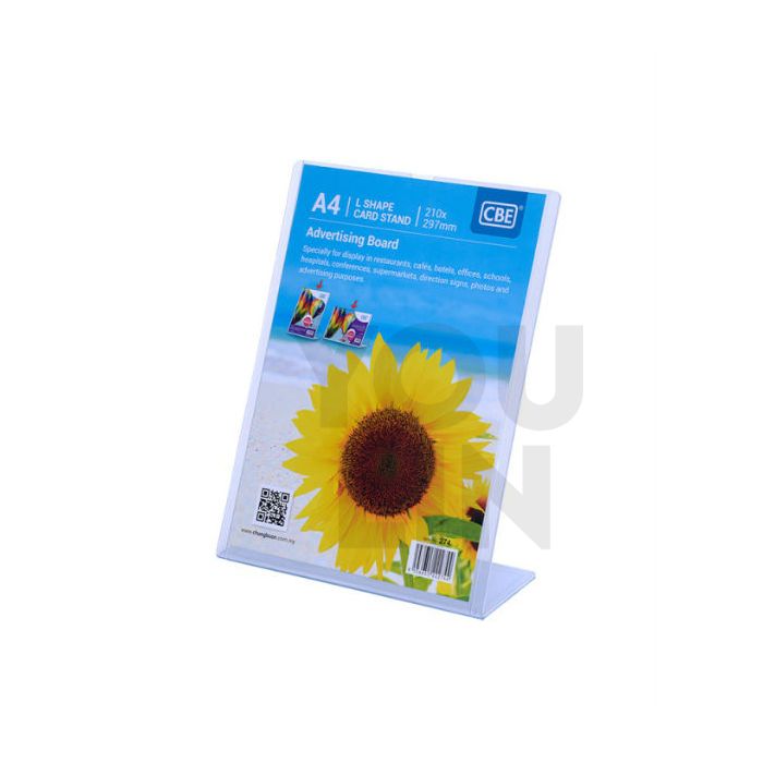 CBE 274 A4 L Shape Acrylic Card Stand / Brochure Stand