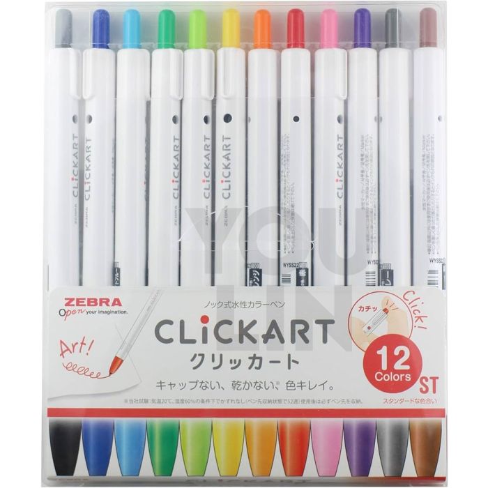 Zebra WYSS22 Clickart Marker 12 Color Set - Standard Color