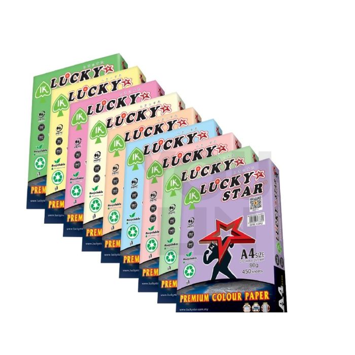 Luckystar A4 80gm Color Paper 450'S - Light Colour