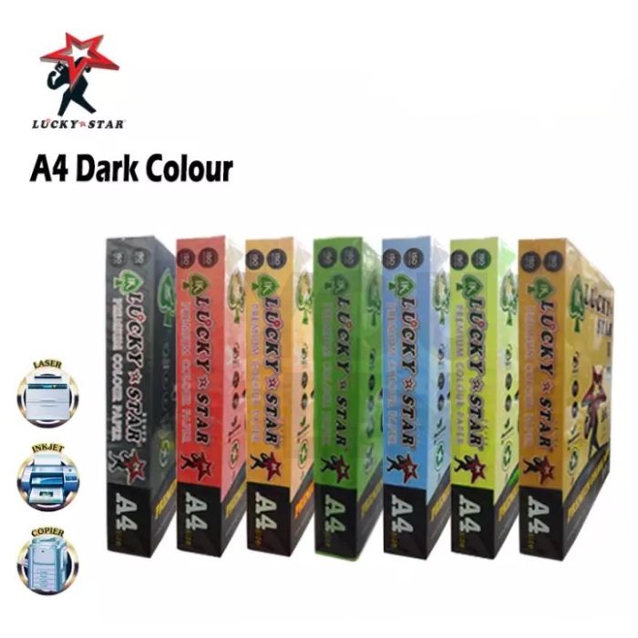 Luckystar A4 80gm Color Paper 450'S - DARK COLOUR