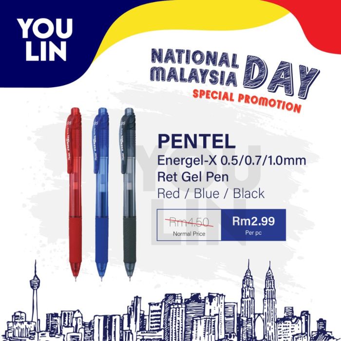 Pentel Energel-X Ret Gel Pen 1.0mm