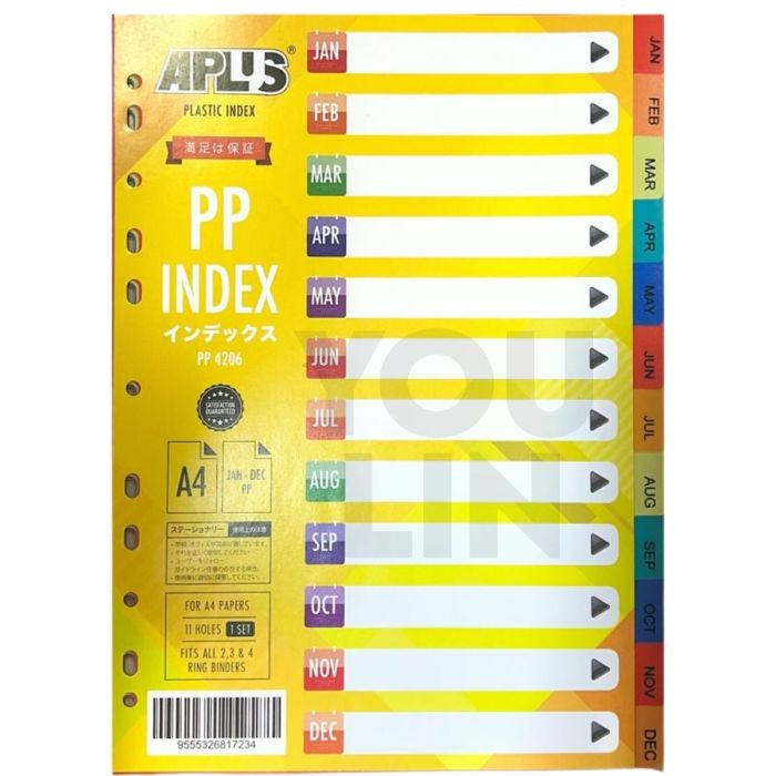 APLUS PP-4206 PP Index Divider Jan-Dec (Colour)
