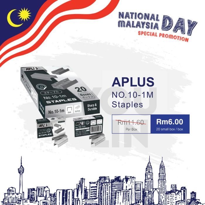 APLUS No.10-1m Staples ( 20 small box/box )