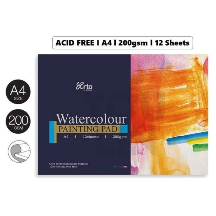 Arto CR36253 A4 200GSM Watercolour Paper 12'S