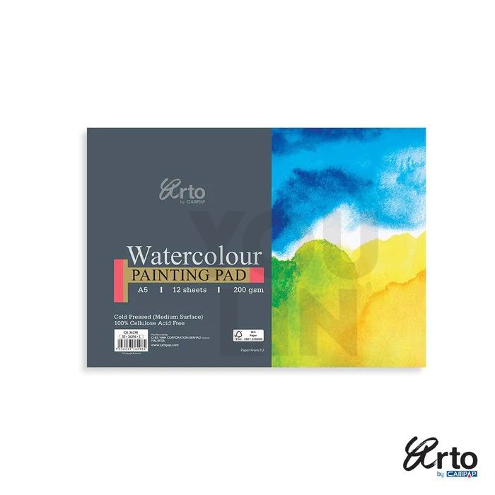 Arto CR36298 A5 200GSM Watercolour Paper Pad 12'S