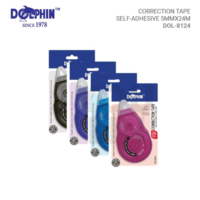 DOLPHIN 8124 CORRECTION TAPE - 5MM X 24M