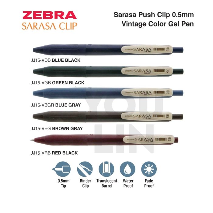 Zebra JJ15 Sarasa Clip Gel Pen 0.5MM - Vintage