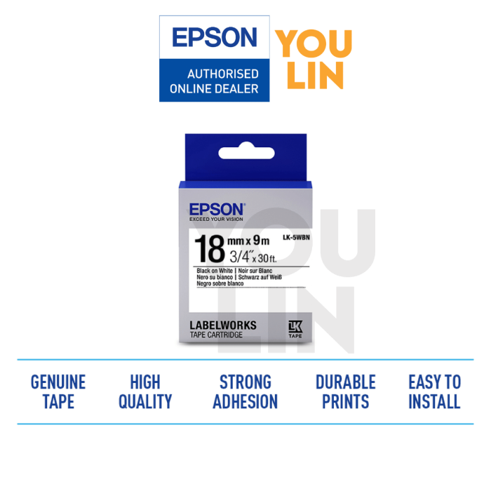 Epson LK-5WBN LabelWorks Tape