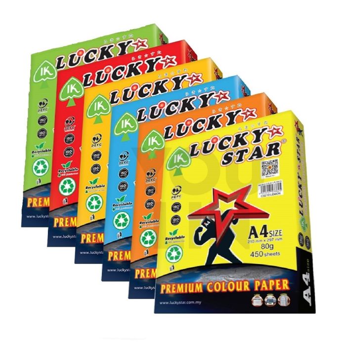 Luckystar A4 80gm Color Paper 450'S - Deep Colour
