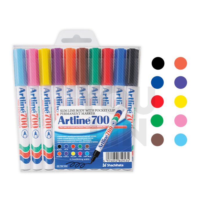 Artline 700 Permanent Marker Pen 0.7mm 10 Colour