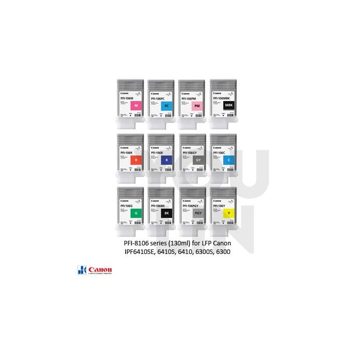 Canon PFI-8106 Ink Cartridges (Per Pcs 130ml) - Colour