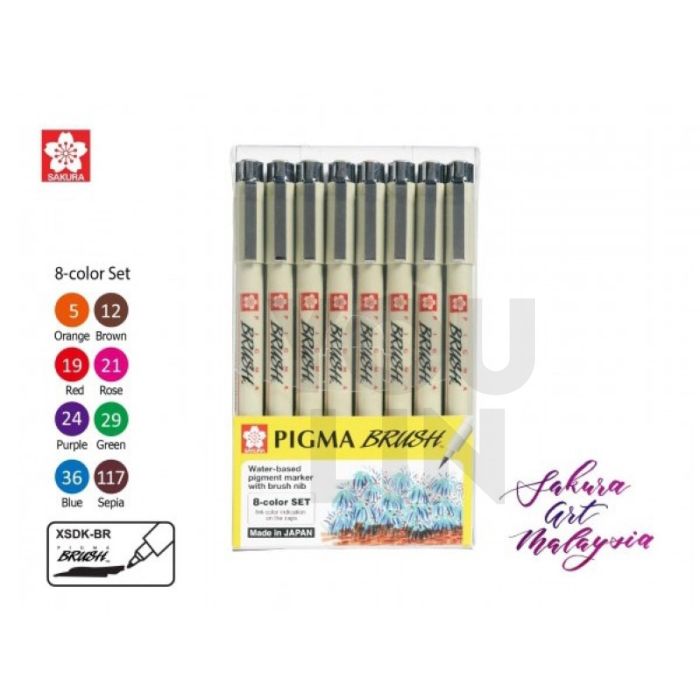 Sakura Pigma Brush Pen 8 Colour Set
