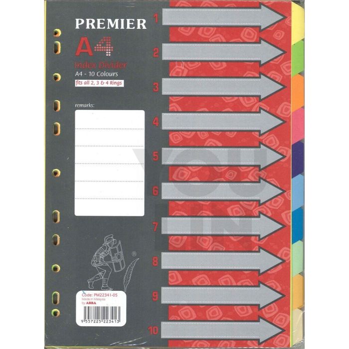 Premier 10 Colour Index Divider