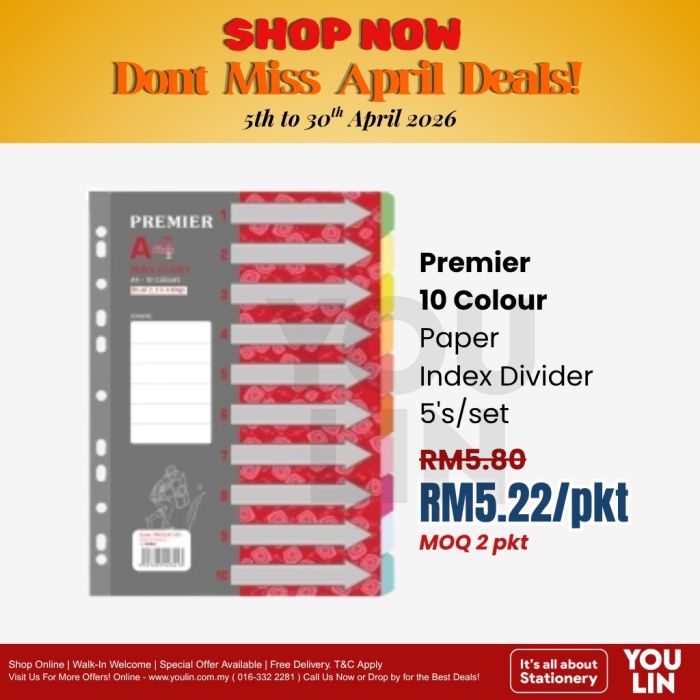 Premier 10 Colour Index Divider