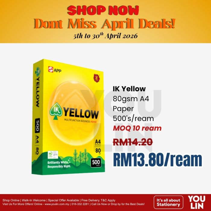 IK Yellow 80gsm A4 Paper 500's/ream