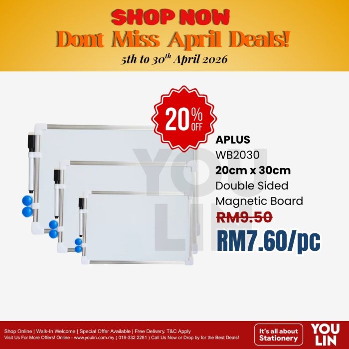 Aplus DS Magnetic Whiteboard - 20 x 30cm