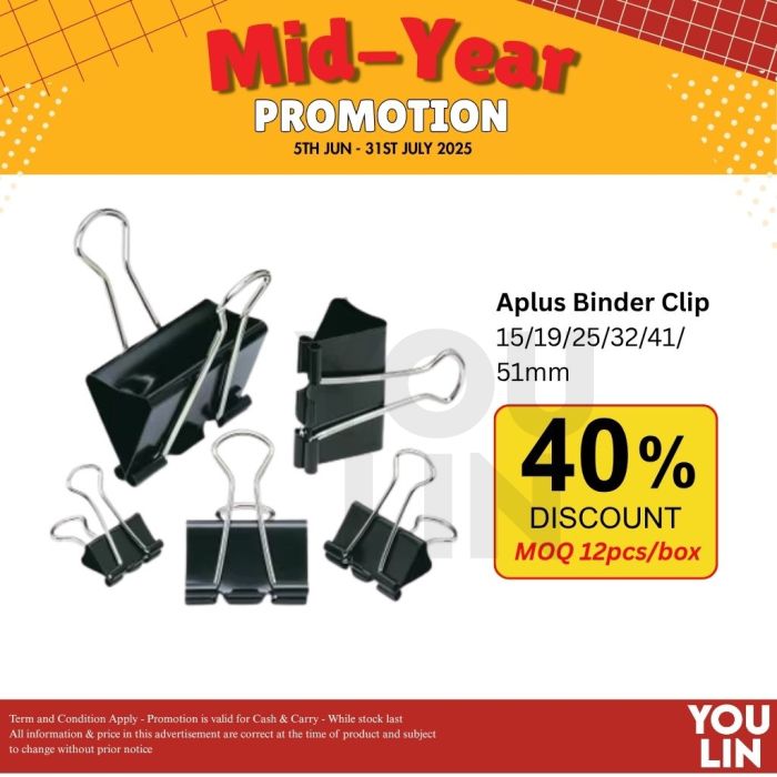 APLUS BC-0032 32mm Binder Clip 12pc/box