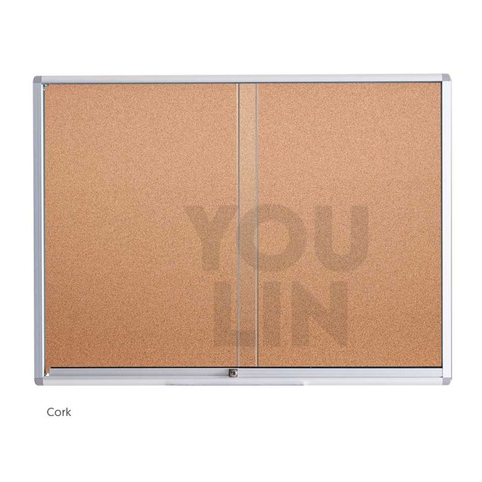 WriteBest Aluminum Frame Cork Sliding Glass Notice Board
