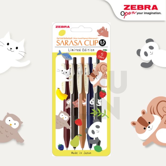 Zebra Sarasa Clip Animal Pop Up 0.5MM 5Pcs