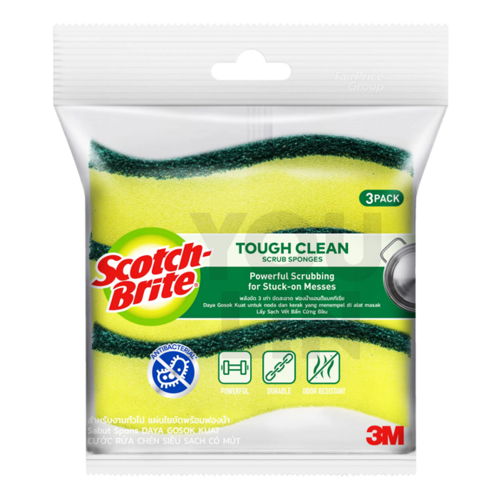 Scotch-Brite Tough Clean Scrub Sponge 3pc/pkt