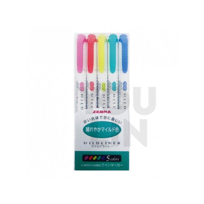 Zebra WKT7-5C-HC Mildliner Highlighter 5pcs