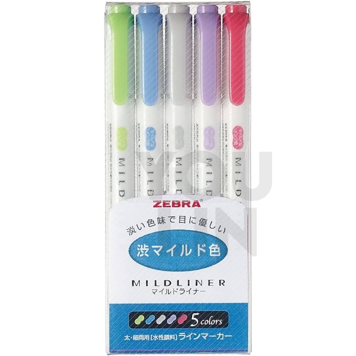 Zebra WKT7-5C-NC Mildliner Highlighter 5pcs